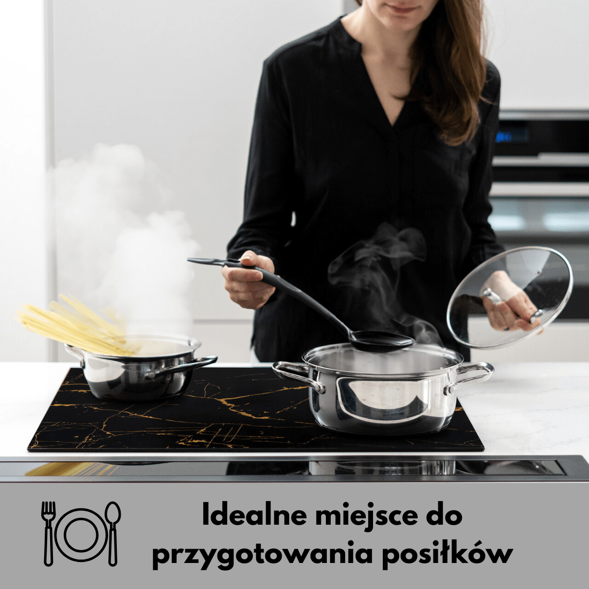 Mata Ochronna na Płytę Indukcyjną z Funkcją Gotowania-Marmur - obrazek 2