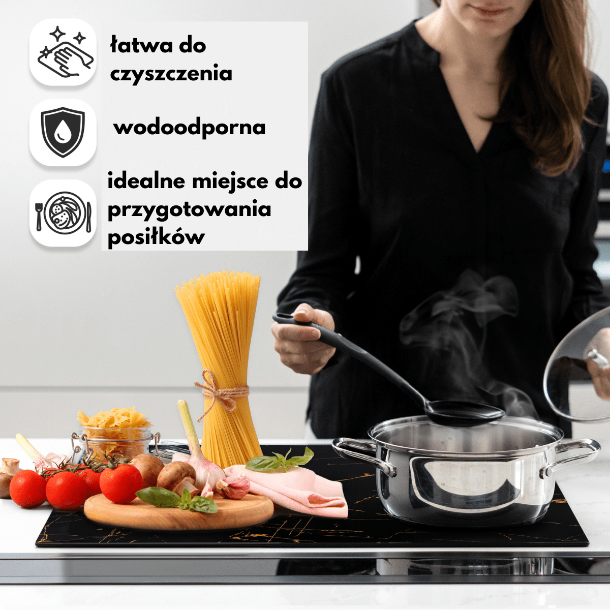 Mata Ochronna na Płytę Indukcyjną z Funkcją Gotowania-Marmur - obrazek 5